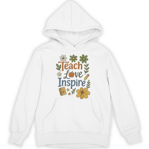 Teacher Inspire Love Unisex Hoodie - teacherstshirts.com