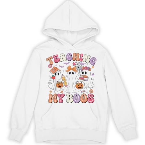 Teaching My Boos Cute Spooky Ghost Teacher Halloween Women Unisex Hoodie - teacherstshirts.com AU