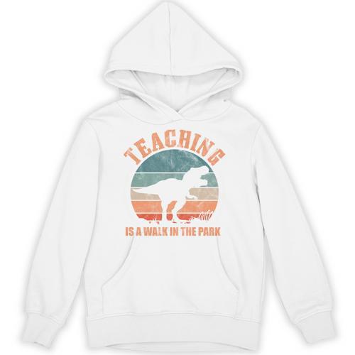 Teaching Is A Walk In The Park Teacher T-Rex Retro Unisex Hoodie - teacherstshirts.com