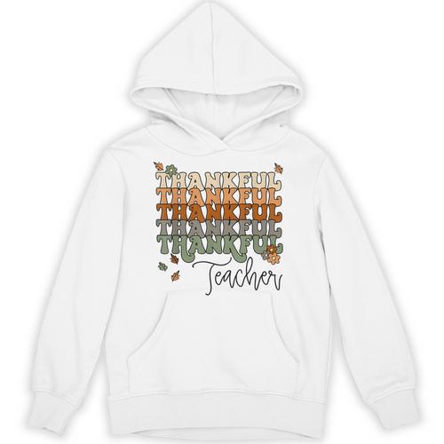 Thankful Teacher Thanksgiving Fall Pumpkin Turkey Unisex Hoodie - teacherstshirts.com