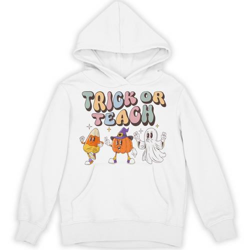 Trick Or Teach Candy Corn Pumpkin Ghost Teacher Unisex Hoodie - teacherstshirts.com
