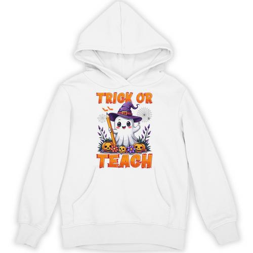 Trick Or Teach Teacher Halloween Ghost Pencil Floral Unisex Hoodie - teacherstshirts.com DE