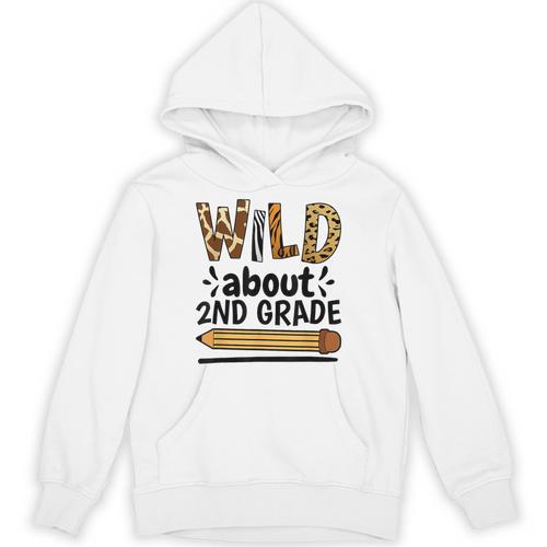 Wild About 2Nd Grade School Grade Teacher Unisex Hoodie - teacherstshirts.com UK