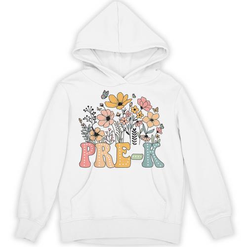 Wildflower Pre-K Preschool Team Floral Teacher Girls Unisex Hoodie - teacherstshirts.com