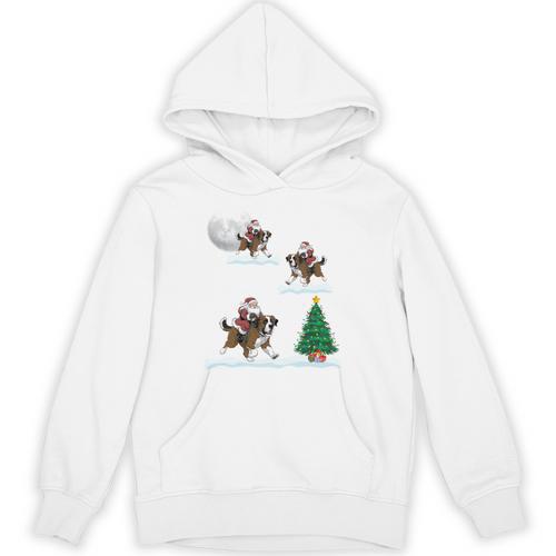 Xmas Lighting Tree Santa Riding Boston Terrier Christmas Unisex Hoodie - Bostonterriersmerch.com