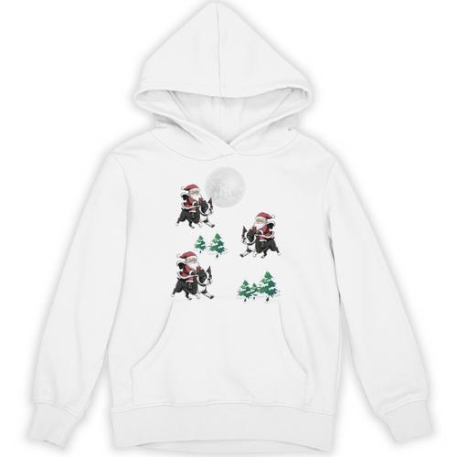 Xmas Tree Santa Riding Boston Terrier Christmas Unisex Hoodie - Bostonterriersmerch.com