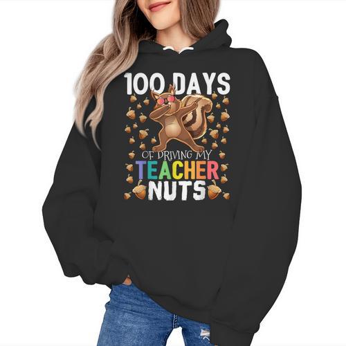 100 Days Of Driving My Teacher Nuts Dabbing Squirrel School Women's Hoodie - teacherstshirts.com