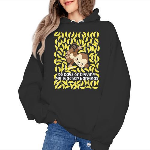 100th Day Of School Teacher Monkey Pun Banana For Men Women Girls Kids Women's Hoodie - teacherstshirts.com