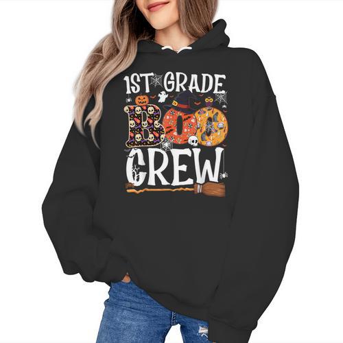 1st Grade Boo Crew Cute Ghost Halloween Teacher Kids Women's Hoodie - teacherstshirts.com DE