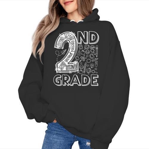 2nd Grade Typography Team 2nd Grade Teacher Back To School Women's Hoodie - teacherstshirts.com