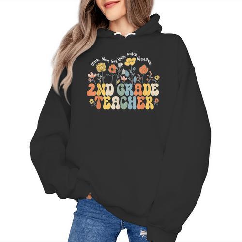 2nd Second Grade Teacher Appreciation Teaching Wildflowers Women's Hoodie - teacherstshirts.com AU
