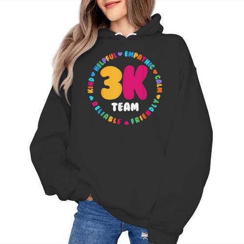3K Team & Teacher Squad Threes Crew PreK Elementary Team Women's Hoodie - teacherstshirts.com