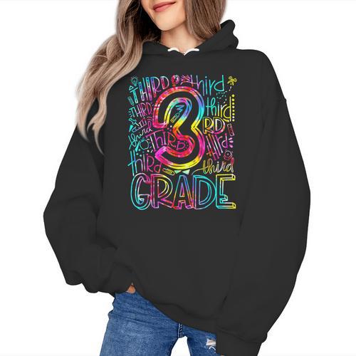 3rd Grade Typography Team Third Grade Teacher Back To School Women's Hoodie - teacherstshirts.com DE