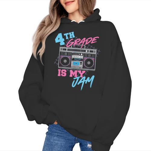 4th Grade Is My Jam Vintage 80s Boombox Teacher Student Women's Hoodie - teacherstshirts.com DE