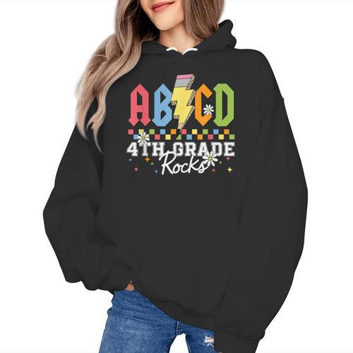 4th Grade Rocks ABCD Back To School Rock Teachers Women's Hoodie - teacherstshirts.com AU