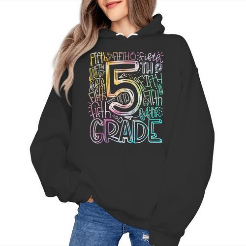 5th Grade Typography Team Fifth Grade Teacher Back To School Women's Hoodie - teacherstshirts.com DE