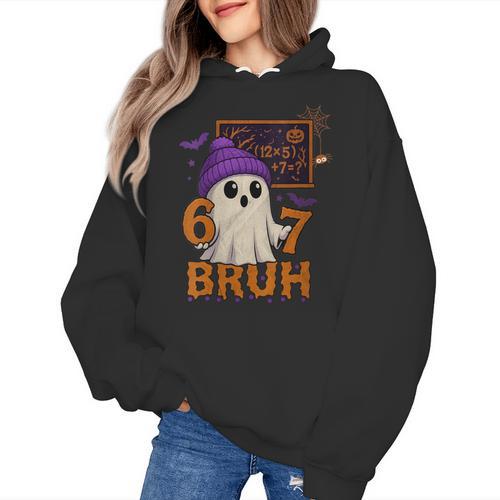 67 Teacher Halloween Ghost Six Seven Meme Math Equation Bruh Women's Hoodie - teacherstshirts.com UK