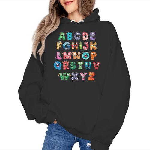 ABC Cute Monster Alphabet Halloween Teacher Costume Kids Women's Hoodie - teacherstshirts.com DE