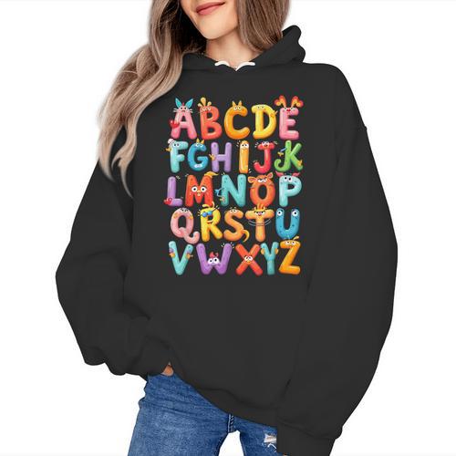 Alphabet A-Z ABC Kids Back To School Pre K Teachers Women's Hoodie - teacherstshirts.com DE