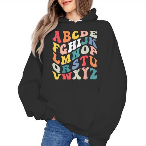 Alphabet Hi Back To School ABC Pre K Kindergarten Teacher Women's Hoodie - teacherstshirts.com UK