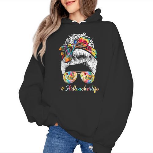 Art Teacher Life Messy Bun Back To School Art Teacher Women's Hoodie - teacherstshirts.com DE