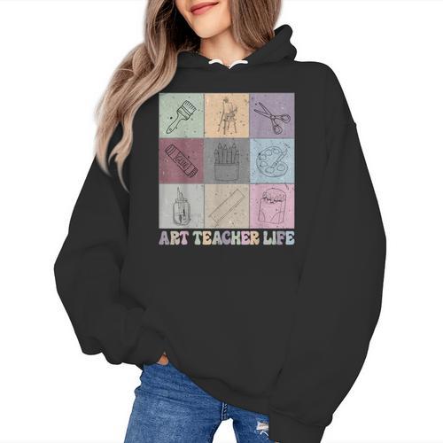 Art Teacher Life Retro Groovy Teaching Future Artists Women's Hoodie - teacherstshirts.com DE