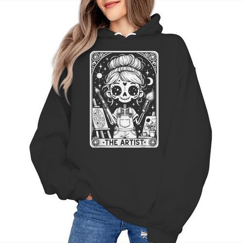 Artist Tarot Card Skeleton Painter Art Teacher Witchy Women's Hoodie - teacherstshirts.com
