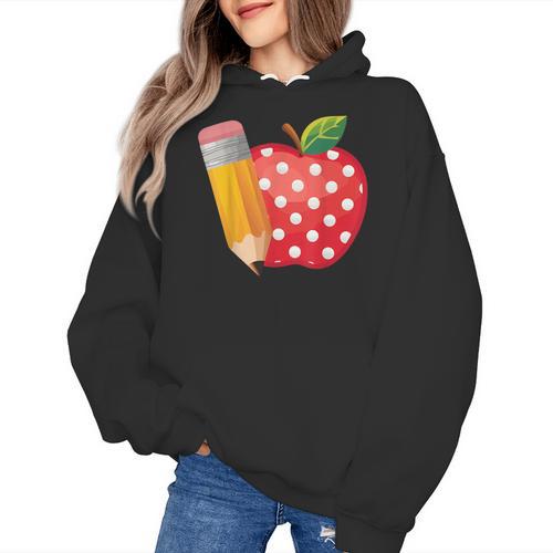 Back To School Pencil And Apple Teacher Student Women's Hoodie - teacherstshirts.com AU