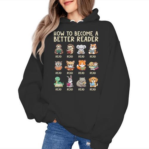 How To Become A Better Reader Animals Reading Teacher Women's Hoodie - teacherstshirts.com