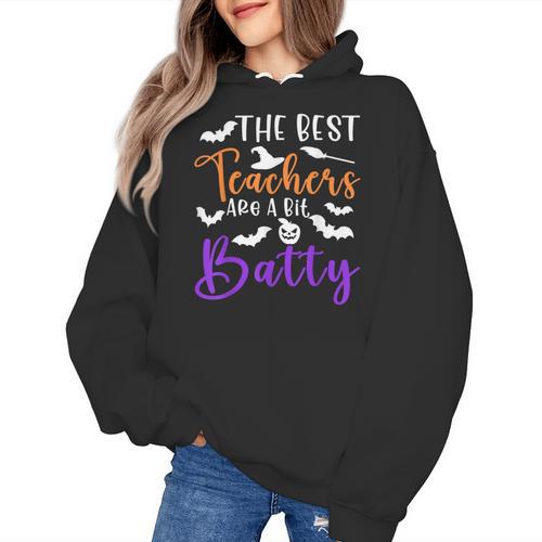 The Best Teachers Are A Bit Batty Teacher Bat Halloween Women's Hoodie - teacherstshirts.com AU