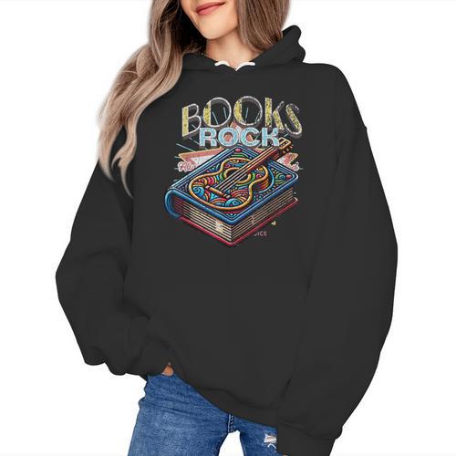 Books Rock Rock'n Roll Science Of Reading Teachers Guitar Women's Hoodie - teacherstshirts.com AU