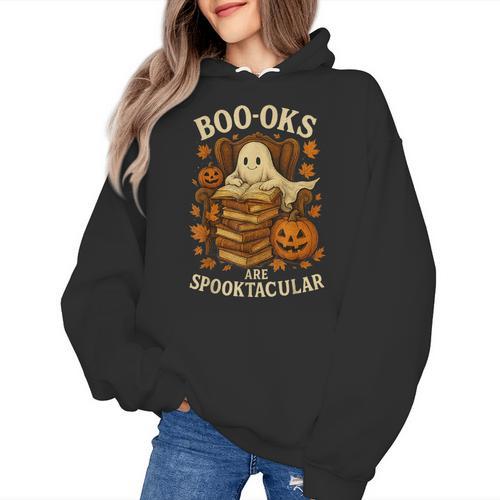 Books Are Spooktacular Ghost Book Reading Halloween Teachers Women's Hoodie - teacherstshirts.com DE