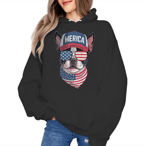 Boston Terrier 4th Of July US Merica Bostie Dog Patriotic For Men Women Kids Women's Hoodie - Bostonterriersmerch.com