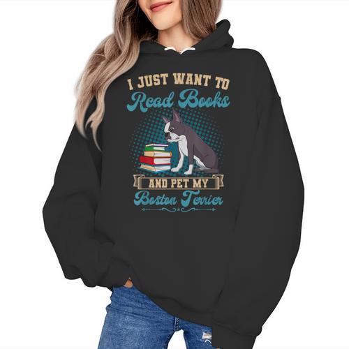 Boston Terrier American Gentleman Bibliophile Book Lover Women's Hoodie - Bostonterriersmerch.com