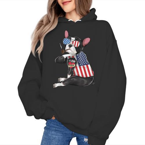 Boston Terrier Dog Merica 4th Of July Usa American Flag Men Women's Hoodie - Bostonterriersmerch.com