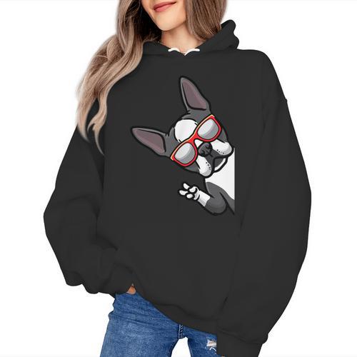 Boston Terrier Dog From Side Boston Bull Women's Hoodie - Bostonterriersmerch.com