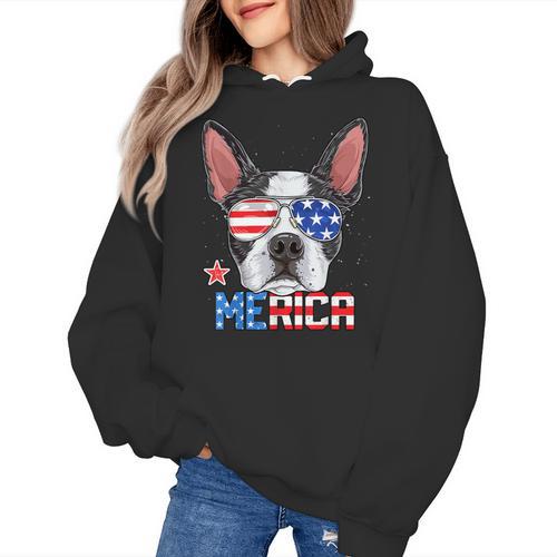 Boston Terrier Merica 4th Of July T Shirt Men Boys Dog Puppy Women's Hoodie - Bostonterriersmerch.com