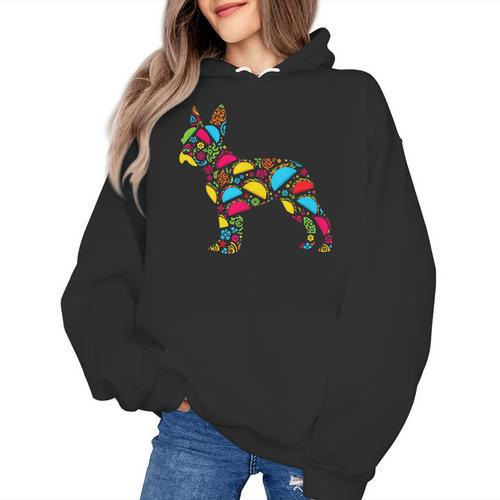 Boston Terrier Tacos Mexican Cinco De Mayo Taco Women's Hoodie - Bostonterriersmerch.com
