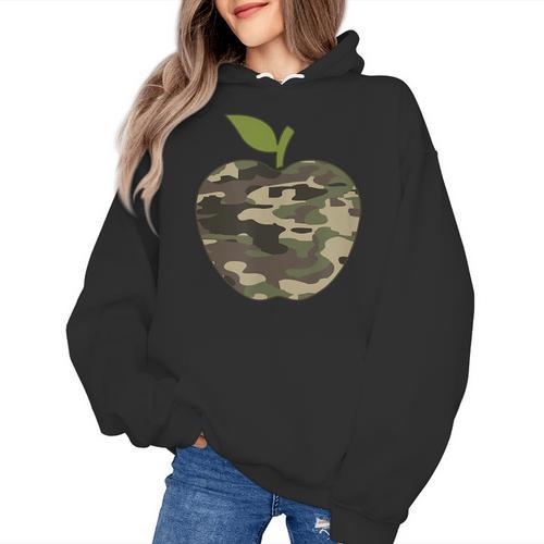 Camo Apple Camouflage Clothing School Student Camo Teacher Men Women Kids Women's Hoodie - teacherstshirts.com CA