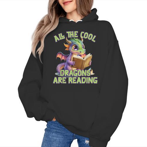 All The Cool Dragons Are Reading Dragon Teacher Women's Hoodie - teacherstshirts.com