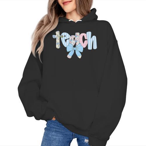 Coquette Bow Teach Teacher Happy First Day Back To School Women's Hoodie - teacherstshirts.com AU