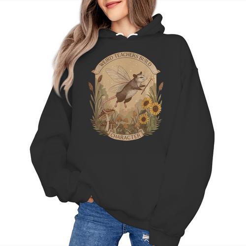 Cottagecore Fairy Opossum Weird Teachers Build Character Women's Hoodie - teacherstshirts.com AU