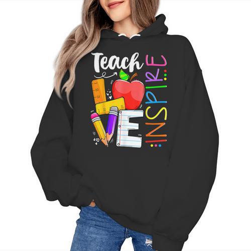 Cute Teach Love And Inspire Men Women Teacher Women's Hoodie - teacherstshirts.com AU