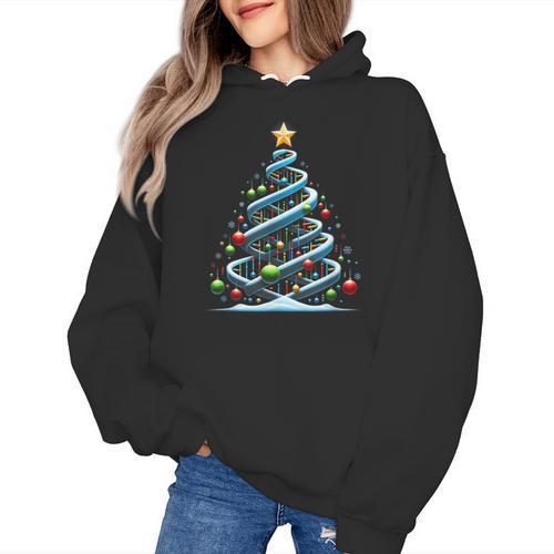 DNA Helix Christmas Tree Scientist Biology Science Teacher Women's Hoodie - teacherstshirts.com DE