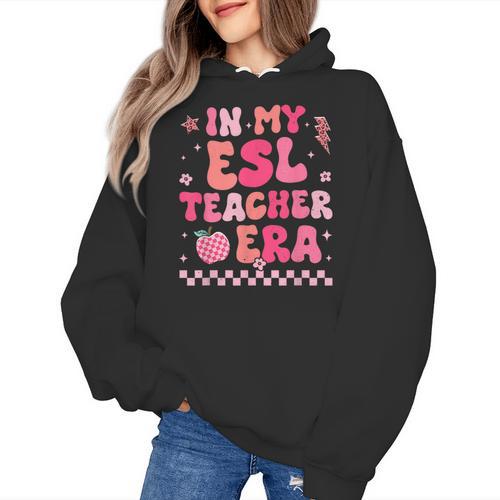 In My Esl Teacher Era Back To School ESL Teacher Groovy Women's Hoodie - teacherstshirts.com AU