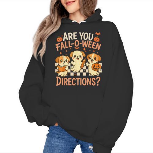 Are You Fall O Ween Directions Teacher Halloween Dog Ghost Women's Hoodie - teacherstshirts.com