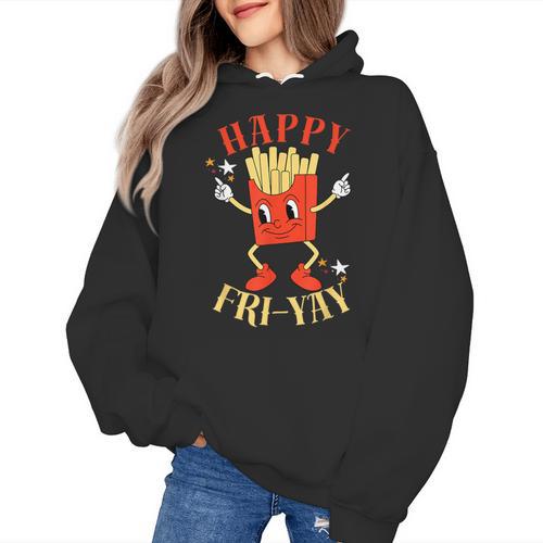 Fun Teacher Happy Fri Yay French Fries Friday Lovers Women's Hoodie - teacherstshirts.com UK