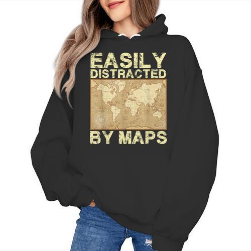 Geography Teacher Easily Distracted By Maps Women's Hoodie - teacherstshirts.com CA