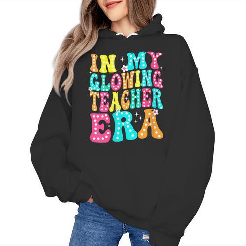 In My Glowing Teacher Era Groovy Colorful Bright Women's Hoodie - teacherstshirts.com AU