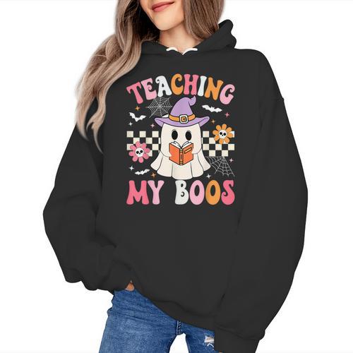 Groovy Teaching My Boos Teacher Ghost Halloween Teacher Women's Hoodie - teacherstshirts.com DE